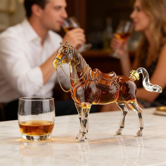 Декантер для вина в форме лошади 1000 мл Уникальная стеклянная бутылка для вина «Лошадь» по знаку зодиака с силиконовой пробкой Хранение вина, виски, подарок и домашний декор