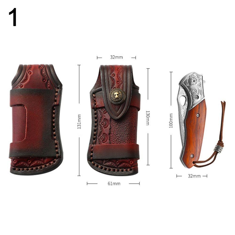 Leather Sheath Holder Pocket Hunt Flashlight Case Fold Knife Tool Camp Outdoor Carry Belt Loop Case