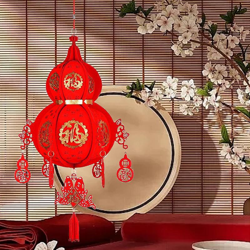 1 шт. китайский фонарик 3D украшение весеннего фестиваля DIY подвесные украшения удачи красные фонарики тыква в форме нетканого материала