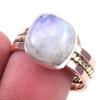 Кольцо из двухцветного серебра 925 пробы с натуральным радужным лунным камнем S.9.5 d2H37