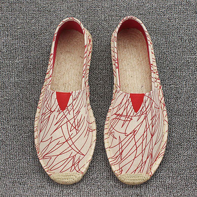 Summer Handmade Linen Sole Straw Shoes Men's One-pedal Lazy Fisherman Shoes Casual Breathable Sweat-absorbing Single Shoes Canvas Shoes