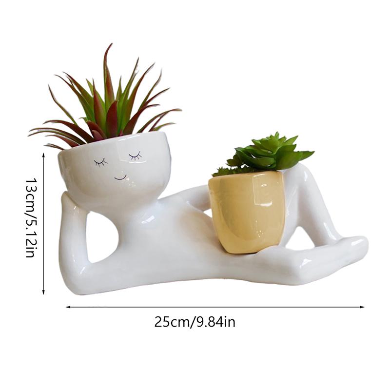 Горшки для комнатных растений «Ленивый парень», симпатичные цветочные головки из смолы, лежащая фигурка, украшение для дома и сада, подарок