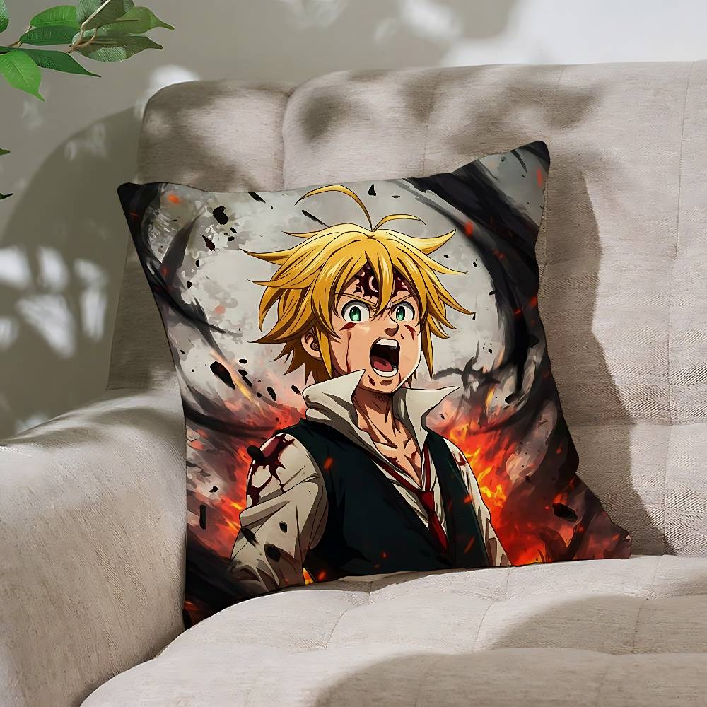 Аниме Наволочка Семь Смертных Грехов Подушка-бросок Чехол на подушку Скандинавский Винтажный Стиль Наволочки для подушек Гостиная Дома Диван Диван Сиденье