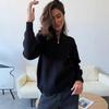 Autumn and winter new medium and long knitted sweater loose half zipper turtleneck sweater women