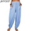 BITCED Women's Fashion Casual Solid Color Print Pants & Capris