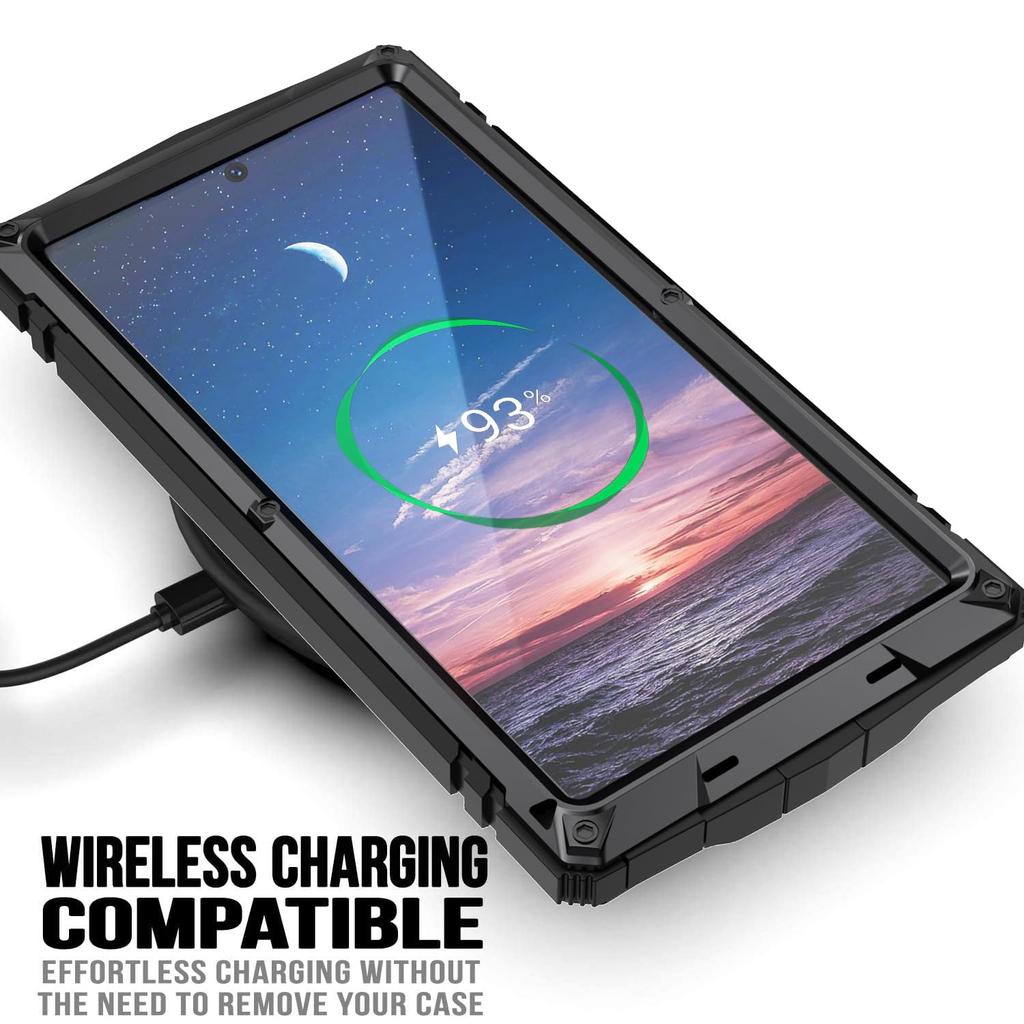 For Samsung Galaxy S24 Ultra Metal Bumper Heavy Duty Case with Stand Gorilla Glass Camera Cover Hybrid Durable Military Rugged Rugged Full Body