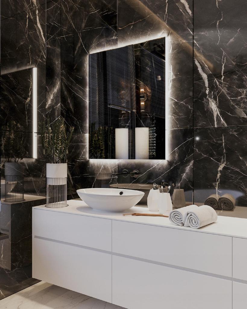 Lustro Podświetlane Led 65X90 Wodoszczelność Ip65 Wieszane Pion Poziom