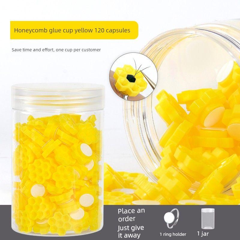 Magic Eyelash Glue Cup Self-Adhesive Plum Blossom Cup with Built-In Adhesive for Eyelash Extension Honeycomb Glue Cup Special Tool