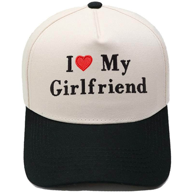 My Girlfriend Love Embroidery Truck Driver Hat Color Matching Vintage Men's and Women's Casual Sun Hat