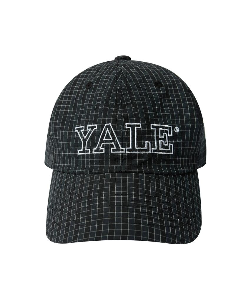 Кепка YALE в клетку сирсакер с большим логотипом_Темно-синий