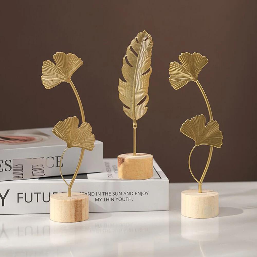 Ginkgo Leaf Decoration Wooden Ornaments Miniature Figurines Office Desktop Crafts Home Decor Wedding Gifts Home Accessories
