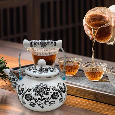 Эмалированный чайник, декоративная посуда для заварного чайника, портативный 2,5 л, 2,6 литра, цветочная эмаль для походов