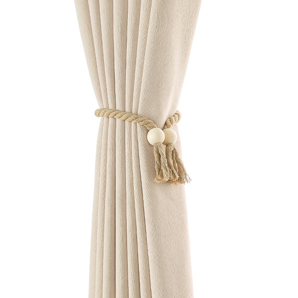 Магнитные подхваты для штор 2 шт. Плетеные вручную хлопковые веревки с кисточками, деревянные бусины, держатели для штор, домашний декор