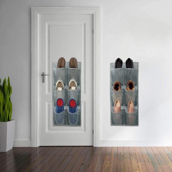 Shoe Rack Thickened Elastic Borders High Bearing Capacity Folded 6 Pockets Storage Space-saving Door Hanging Shoe Rack Bedroom Supply