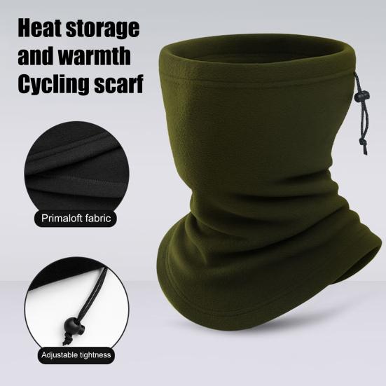 Fleece Neckerchief Scarf Solid Color Adjustable Drawstring Warm Polar Fleece Riding Face Guard Cold Weather Scarf
