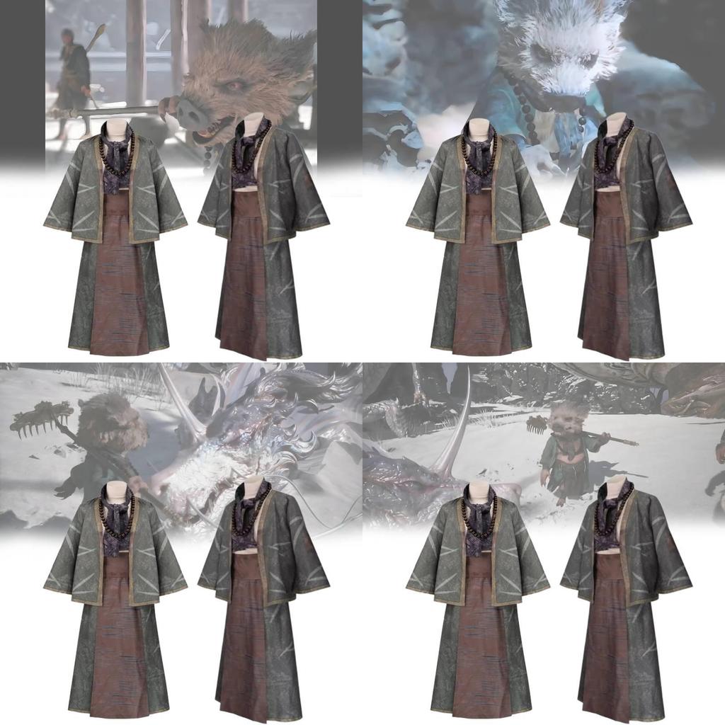 Stylish Black Myth Wukong Cosplay Outfit Featuring Pigsy Accessories For Halloween Fun