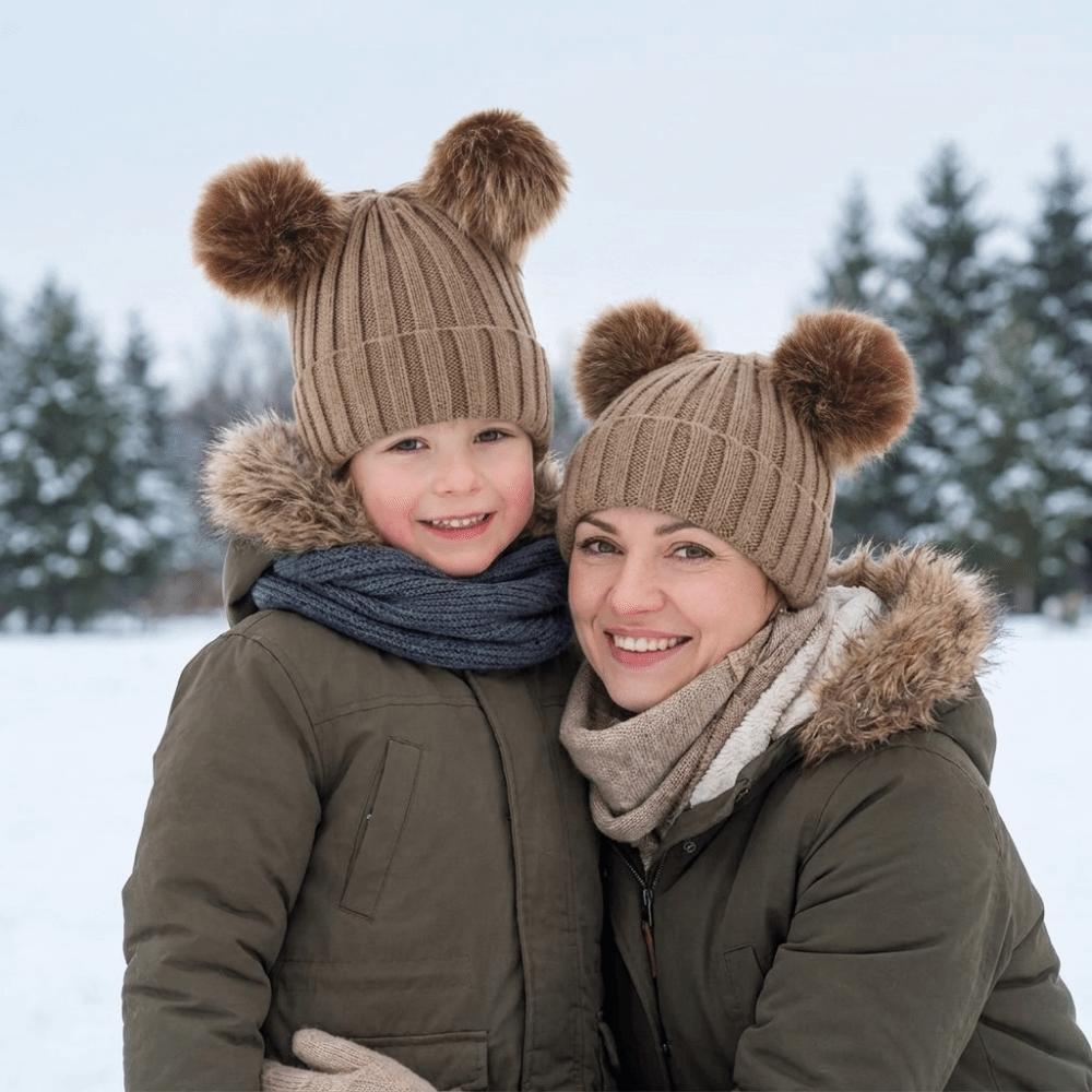 Solid Color Infant Beanie Plush Mother Kids Pullover Cap Cute Baby Knitted Hat  Winter Autumn