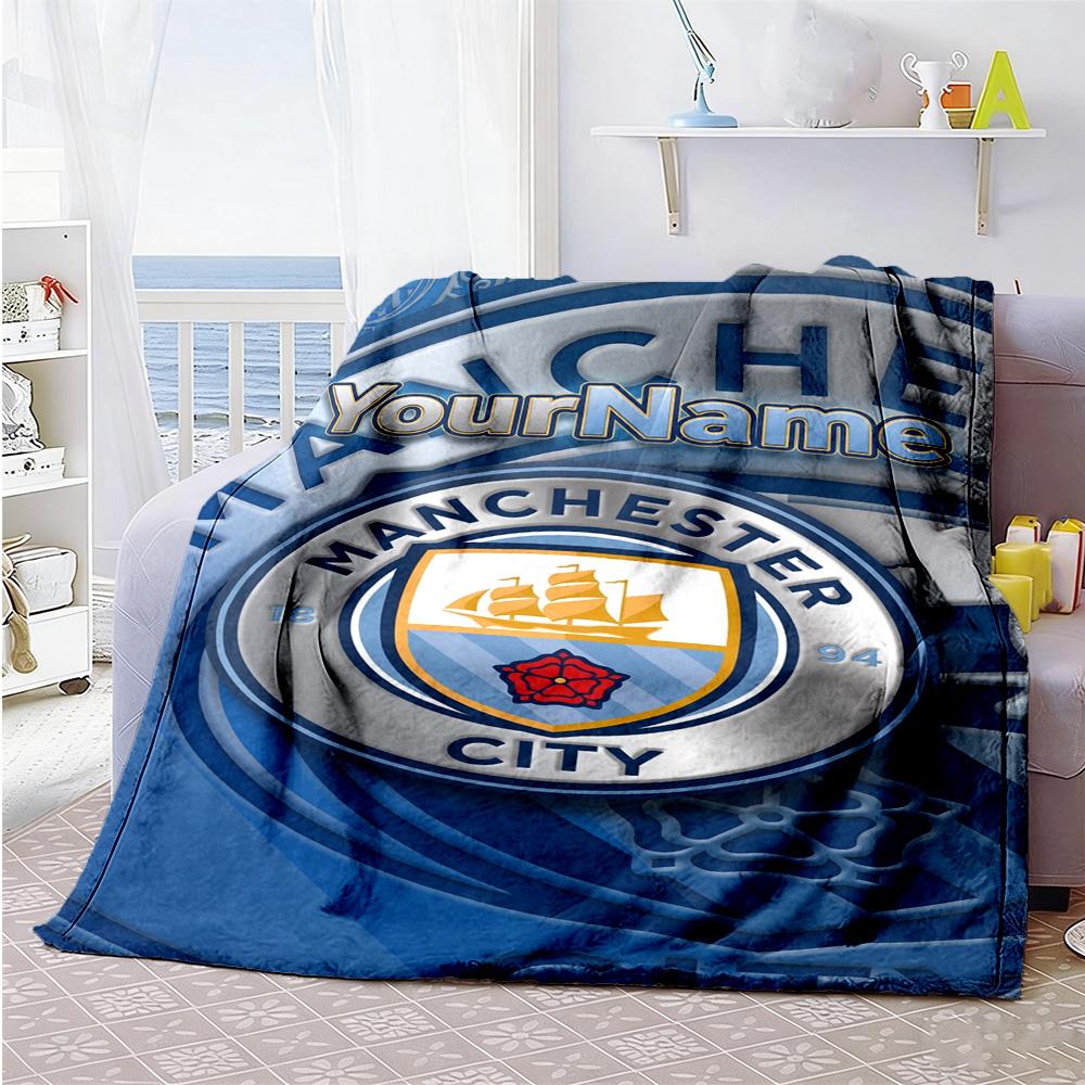 Manchester City Customize Your Name Blanket Lightweight Customizable Blanket Warmthful Decor Throw For Office Picnics Bed Nap Four Seasons Multipurpos