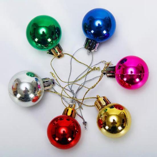 12Pcs Christmas Balls Hanging Ornament 3cm Diameter Colored Balls Party Venue Atmosphere Decoration Accessories Xmas Tree Pendant Christmas Mall