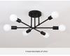 Modern Industrial Multi-Head Wrought Iron Ceiling Light for Living Room or Bedroom
