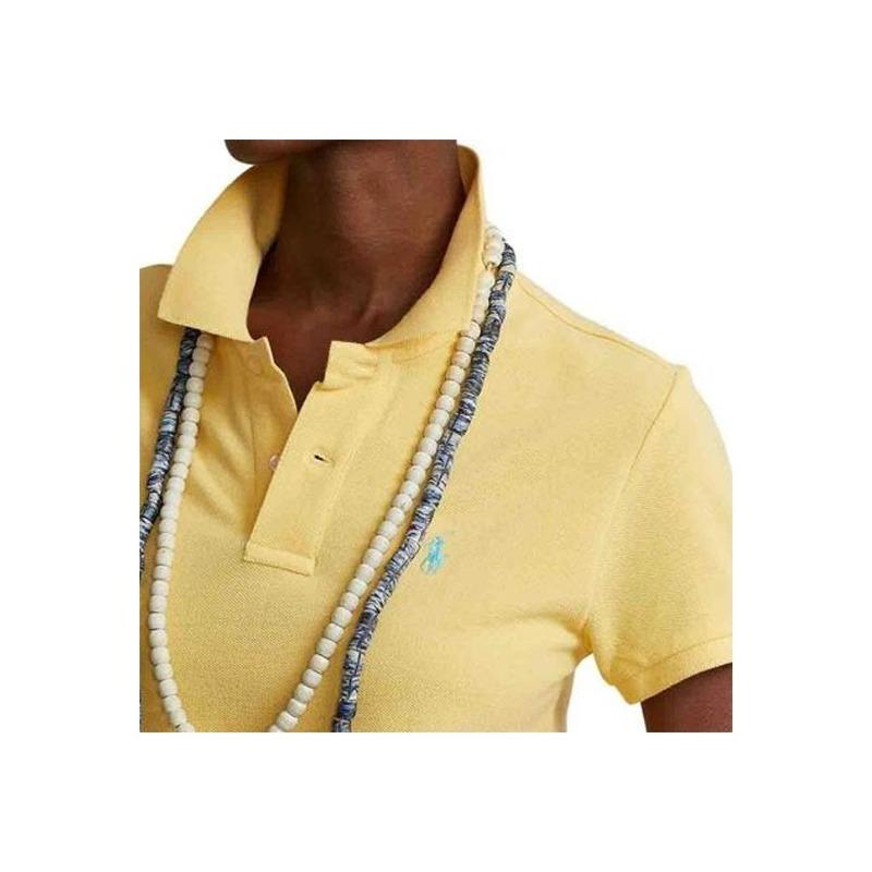 Ralph Lauren Однотонное платье-поло с вышивкой, короткий рукав, женское, желтое 211799490-010