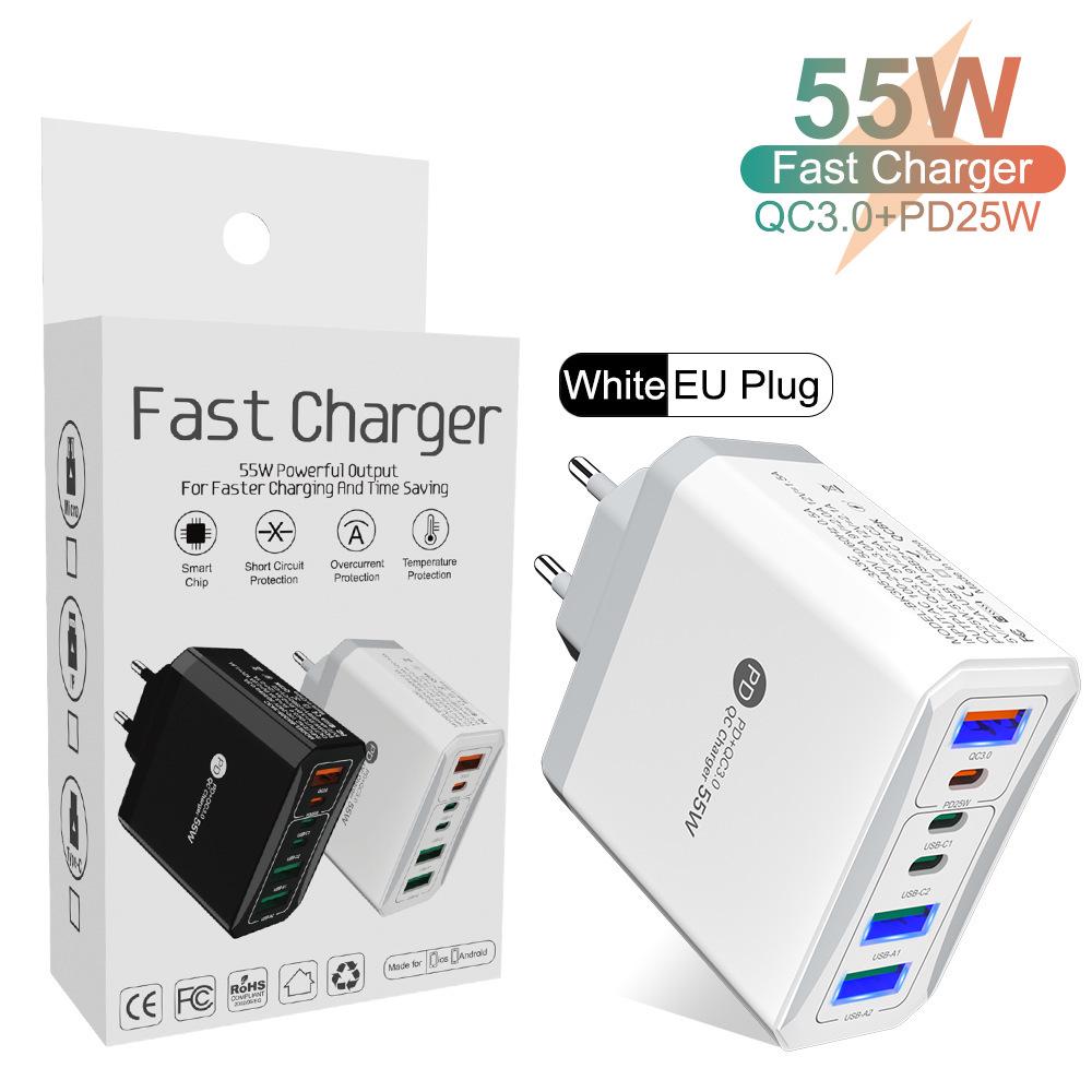 Быстрое зарядное устройство GaN с двумя портами PD65W для компьютеров и планшетов - Стандарт ЕС