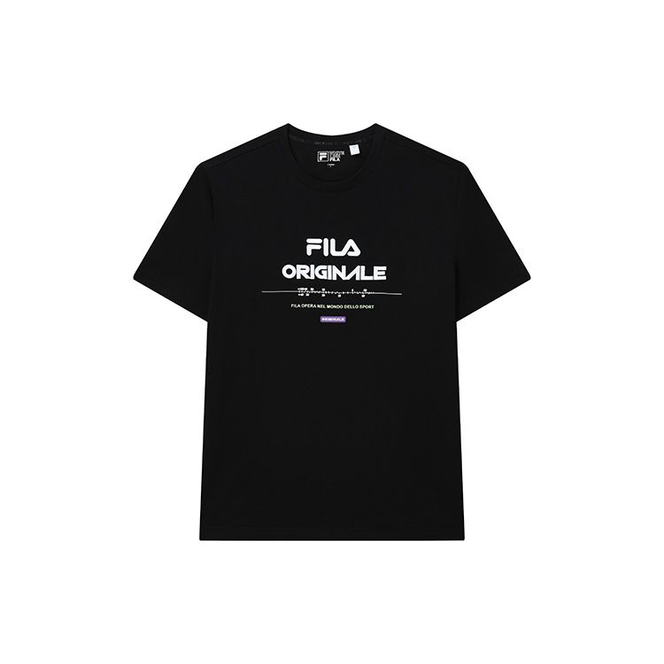 Fila Буква Спорт Повседневный Круглый вырез Короткий рукав Футболка Мужские топы Черный F11M229111FBK