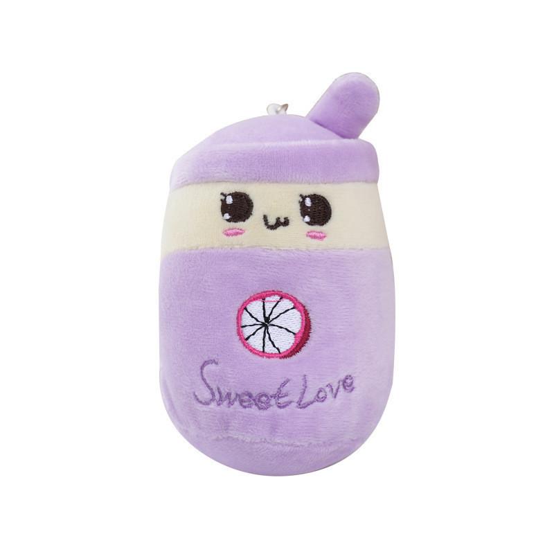 Adorable Plush Fruit Boba Tea Cup Keychain 12cm Stuffed Toy Backpack Charm