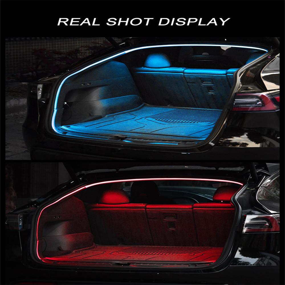 12 В 5 м автомобильная полоса атмосферных ламп для багажника 4 цвета светодиодные полосы объемного света для багажника IP65 для автомобиля Tesla Model Y 21-23