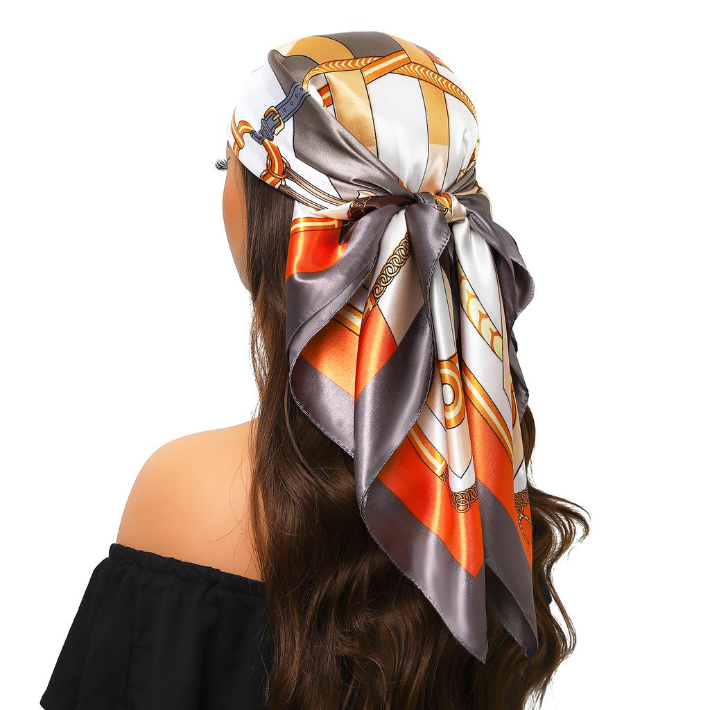 Популярные шали Европа и Америка Модные банданы Новый принт Солнцезащитный 90X90СМ Платок Четыре сезона Роскошные квадратные шелковые шарфы