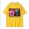 2025 Summer Born To Dilly Dally Forced To Lock in Funny Cat Meme Unisex Women Vintage Casual 100 Cotton Short Sleeve T Shirts