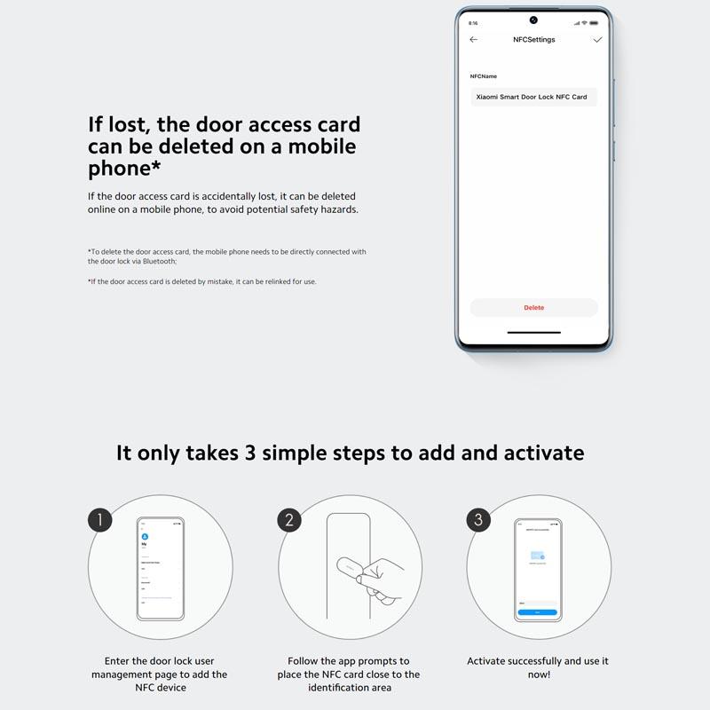 Xiaomi Умный дверной замок NFC-карта
