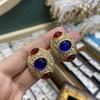 Средневековые Винтажные Украшения, Серьги в Ретро-Королевском Стиле, Серьги Высокого Класса, Двухцветные Глазурованные Овальные Пусеты, Женские