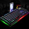 Wired Keyboard Robotic Feel Metal Luminous Backlight Mobile Phone Stand Holder Gaming