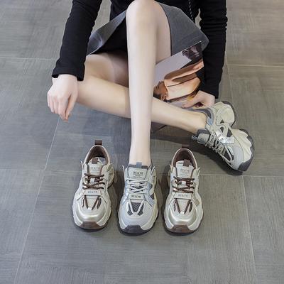 6СМ Новые Летние Женские Повседневные Кроссовки Женские Туфли на Платформе Женские Кроссовки на Шнуровке Массивные Кроссовки