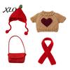Seasonal Goose Accessories 7 Inch Desk Outfits, 4 Pcs Knitted Sweater Hat Scarf Miniature Apparel Crossbody Bag Winter Holiday Accessory for