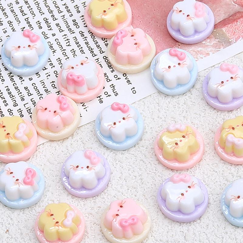 20 Pcs New Resin Cute Cartoon Kitten Pudding Flat Bottom Scrapbook Diy Jewelry Gift Bow Knot Decorate Hairpin Accessories A22