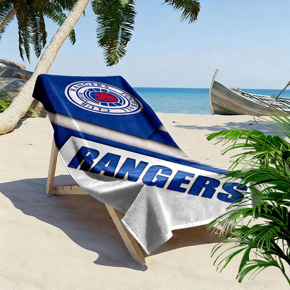 Giant Beach Towel Rangers FC Glasgow Crest, Quick Dry Microfiber, Ultra Soft, for Soccer Fan Gift