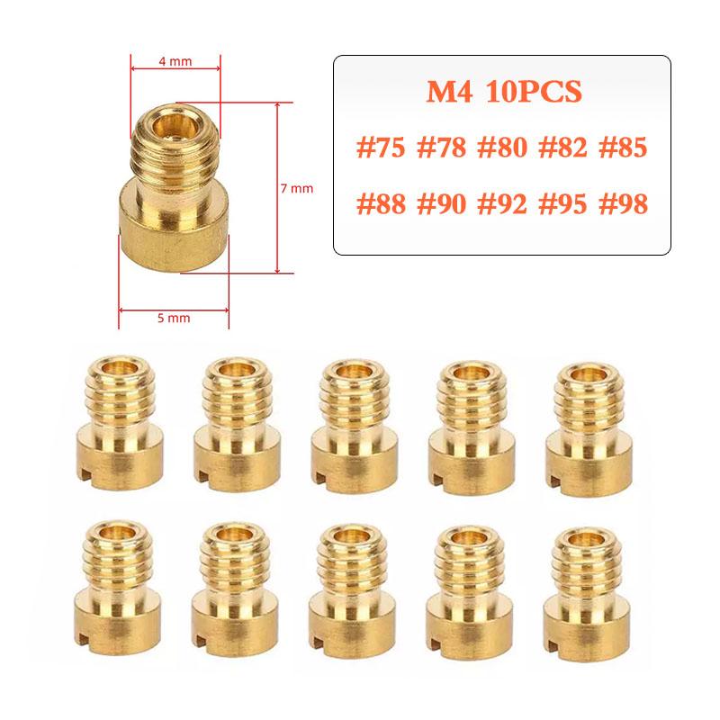 10pcs Carburetor Main Jets Slow Pilot Jets M5 6mm M4 5mm Thread For PWK Keihin OKO CVK Carb Set Injector Nozzle Motorcycle Part