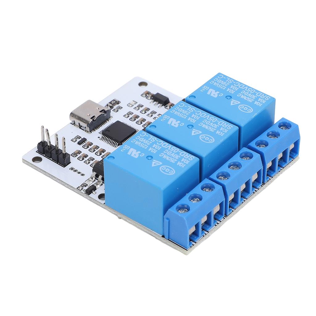 USB Relay Module 3 Channel Type C to Serial Port Control Relay Module with Overcurrent Optocoupler Protections