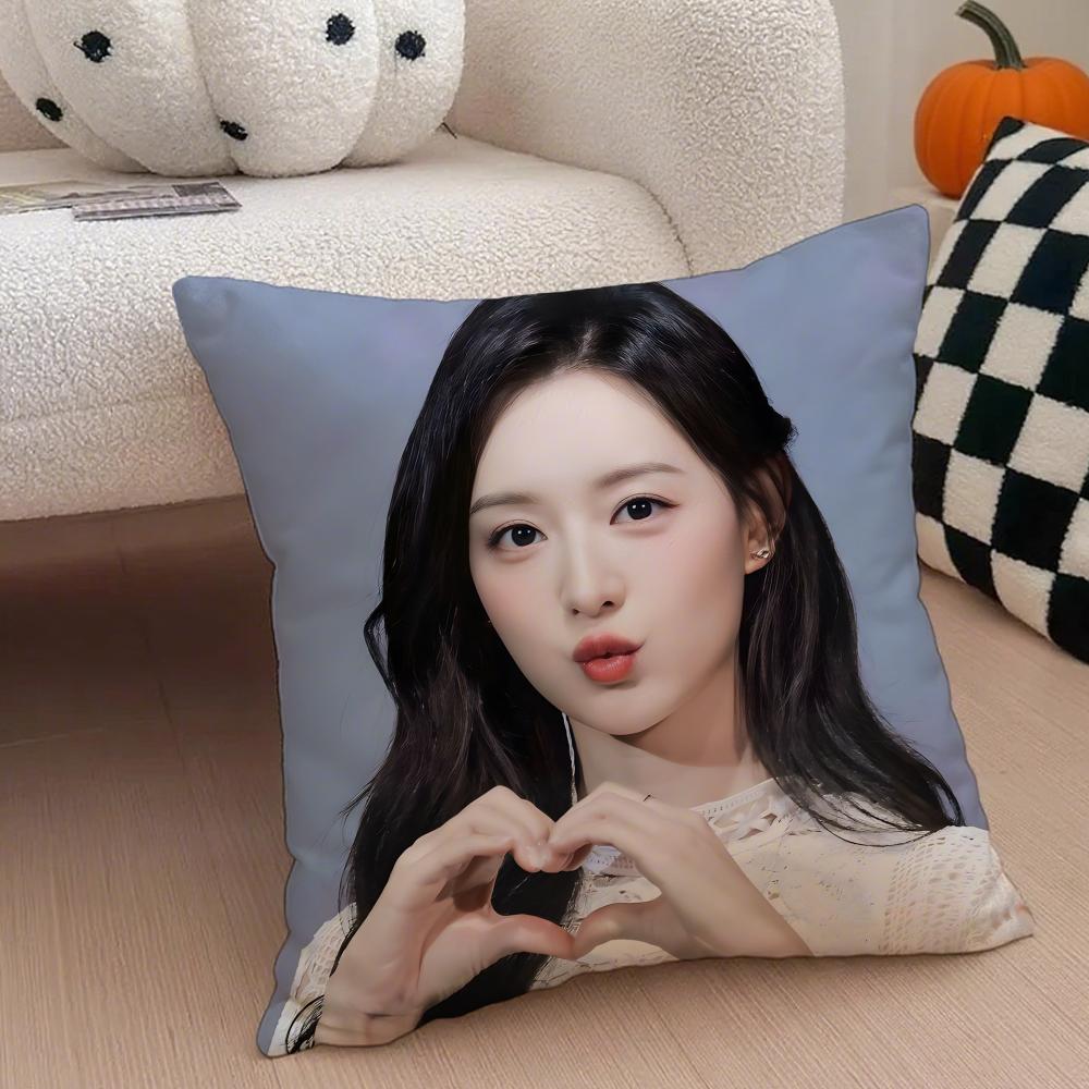 Talented Korean Beautiful Actress KKim Ji Won Cushion Cover Throw Pillow Cover Hidden Button Durable Polyester Chair Cushion