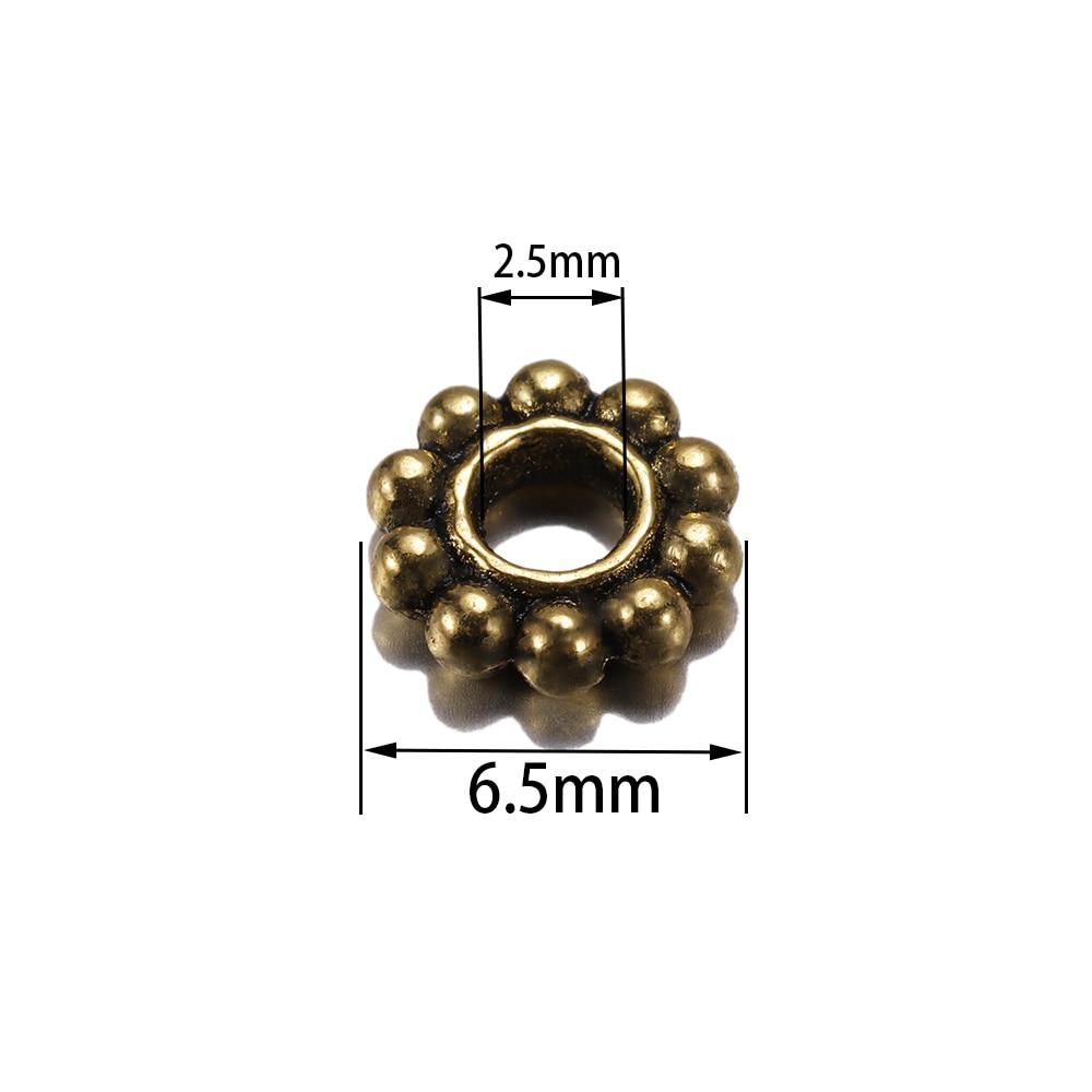 100 шт./лот 6,5 мм античное золото бронзовый тон цветок ромашки металлические разделительные бусины колесо для изготовления ювелирных изделий аксессуары для рукоделия