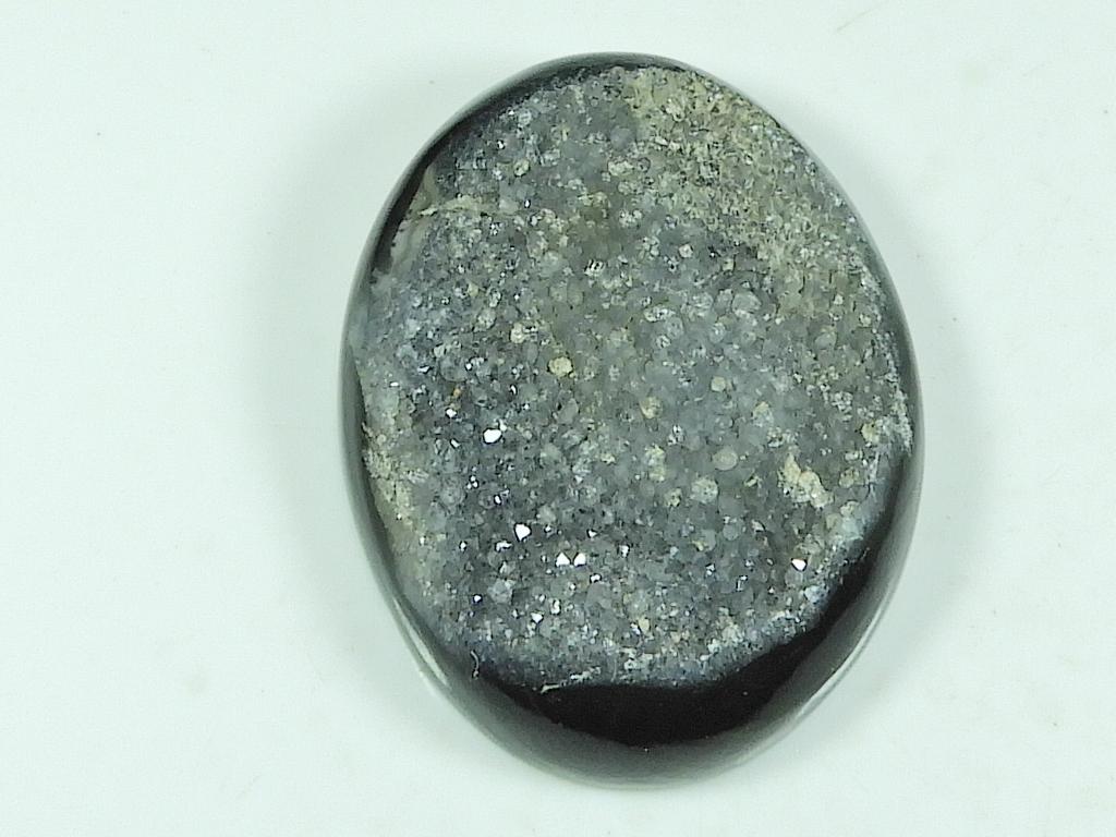 35X45X09ММ Окрашенный Черный Оникс Друза Агат Овальный Кабошон Свободный Драгоценный Камень 124 Карата. SK-4672