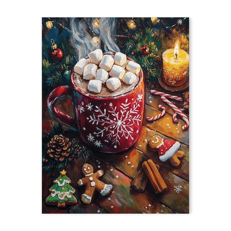 Vintage Red Christmas Tree Truck Candle Decorative Posters Merry Christmas Canvas Painting Living Room Wall Art Holiday Decor