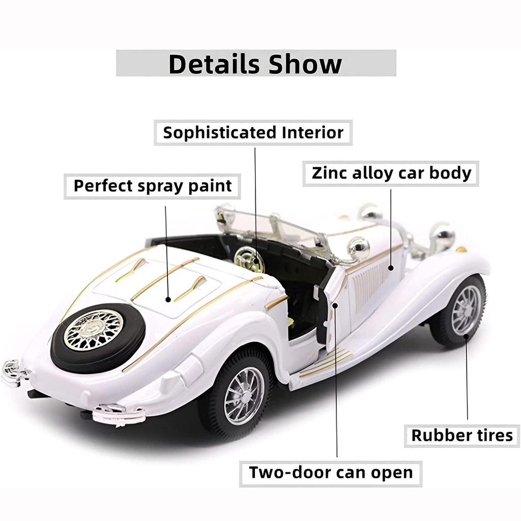 1:28 масштабов Benz 500K, откидной литой металл, антикварные классические модели автомобилей, коллекционные игрушки, подарки (Длина 6,5 дюйма/16,8 см)