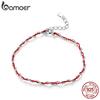 Black and Red Rope Bracelet with 925 Sterling Silver Beads Chain Bracelets for Women