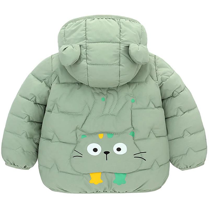 Детские легкие пуховики с капюшоном для мальчиков и малышей, теплая верхняя одежда, осенние пальто для девочек, повседневная одежда с рисунком динозавра
