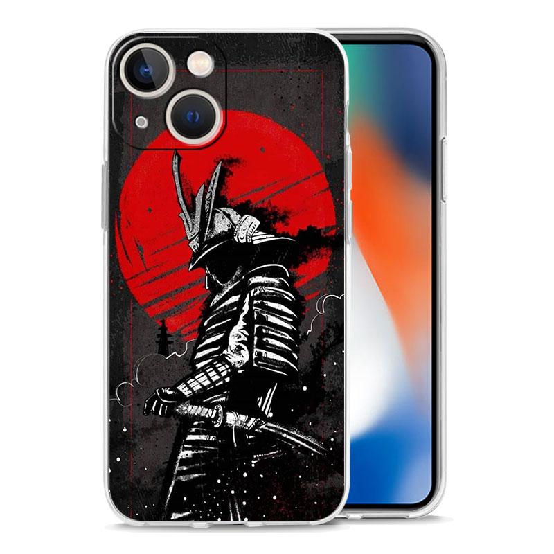 Чехол для телефона iPhone 17 Air Cases iPhone 16 15 12 13 14 Pro Max SE 7 8 Plus iPhone11 Прозрачный чехол Японский Бусидо Самурай