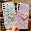Милый блестящий 3D жемчужный чехол с сердечками и блестками для Samsung S24 Ultra S23 S22 S21 S20 FE Plus Note 20 10 Lite, силиконовый чехол