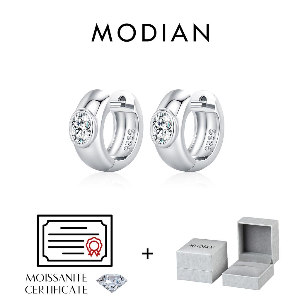 MODIAN Овальные серьги-кольца с муассанитом и выращенным бриллиантом, серебро 925 пробы, изысканные, сверкающие, для женщин, тонкие ювелирные изделия